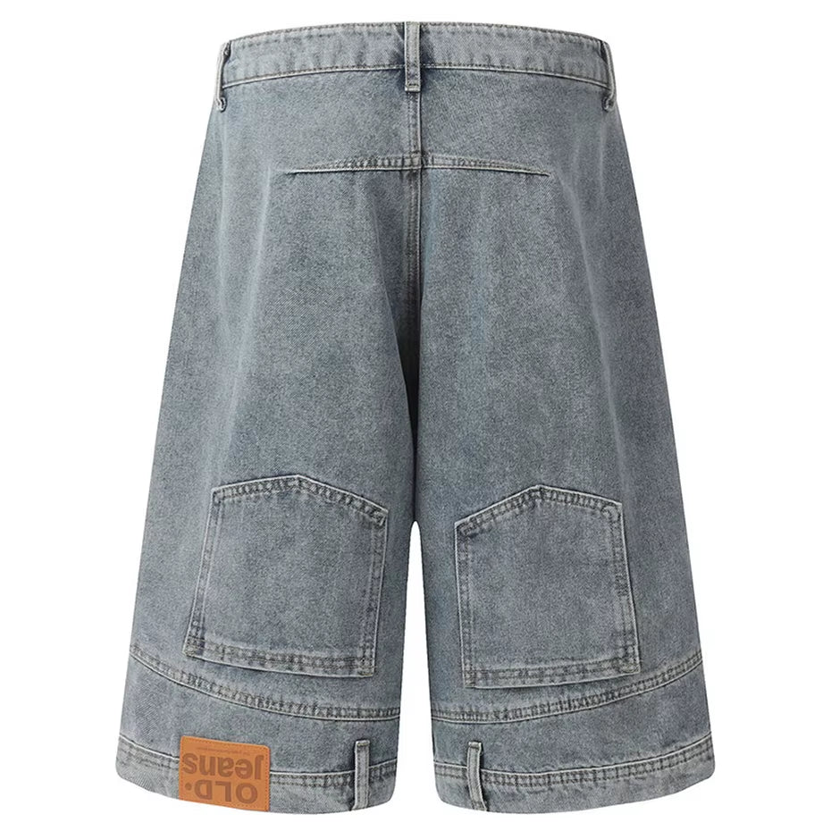 Vintage Denim Shorts Summer Casual Loose Blue Jeans Shorts Men Streetwear Harajuku Hip Hop Shorts