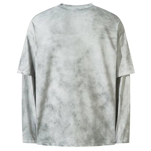 Harajuku Vintage Oversized T-Shirts Men Streetwear Hip Hop Long Sleeve T Shirts Washed Retro Loose Tee Tops