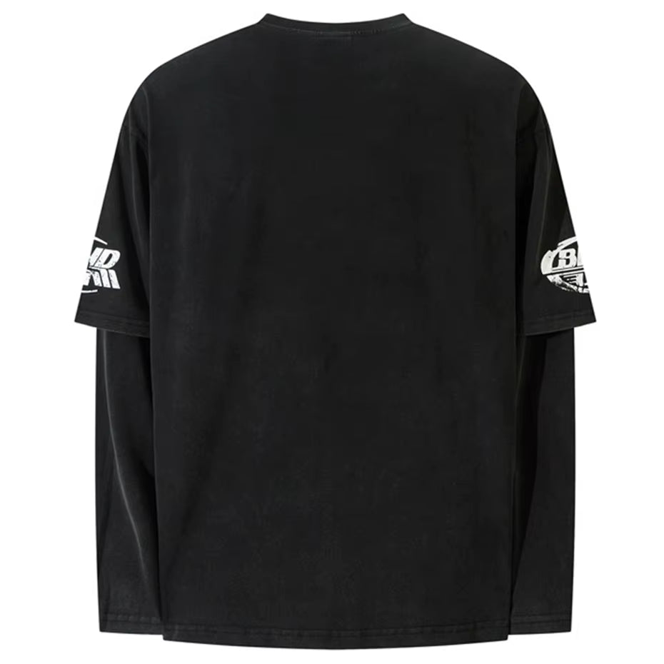 Harajuku Vintage Oversized T-Shirts Men Streetwear Hip Hop Long Sleeve T Shirts Washed Retro Loose Tee Tops