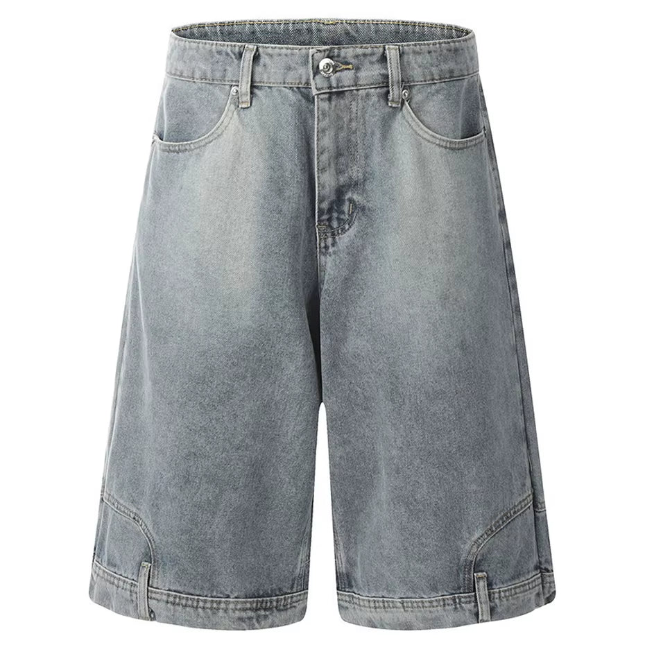 Vintage Denim Shorts Summer Casual Loose Blue Jeans Shorts Men Streetwear Harajuku Hip Hop Shorts